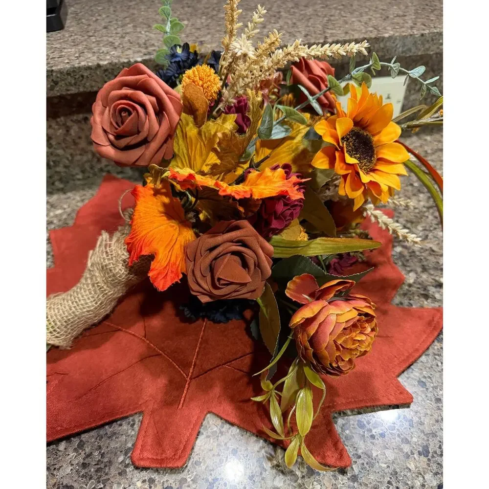 IKEA SOCKER Discontinued Milk Can Vase Fall Floral Arrangement Leaf Mat 3pc Set